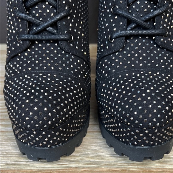 Jessica Simpson Black Studded Lace-Up Boots - Picture 12 of 12